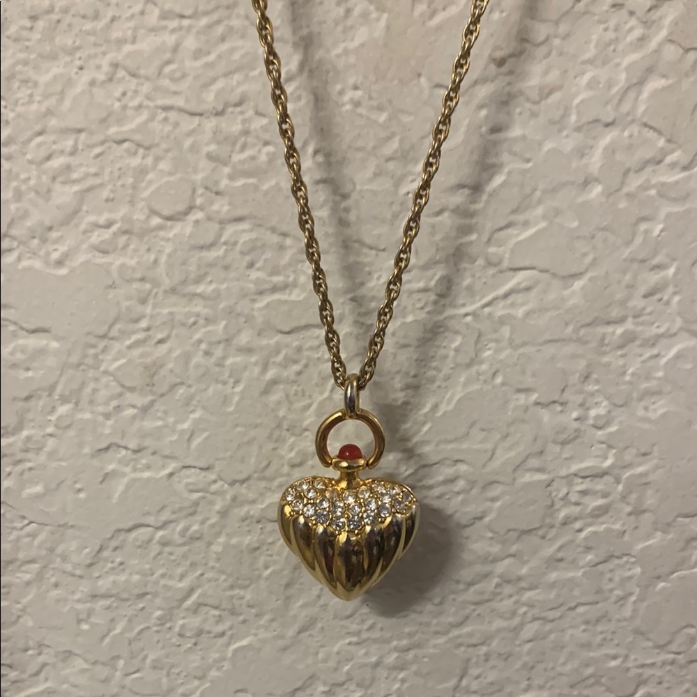 Joan Rivers Gold-Tone Heart Pendant Necklace with Clear Rhinestones